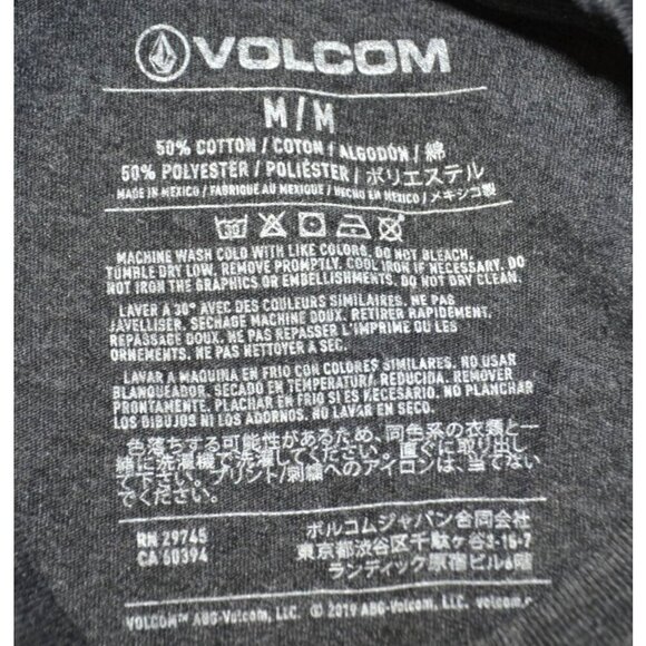 Volcom Men's M Unisex Gray Skater Long Sleeve Pullover T-Shirt Logo Layer Casual - Picture 6 of 7